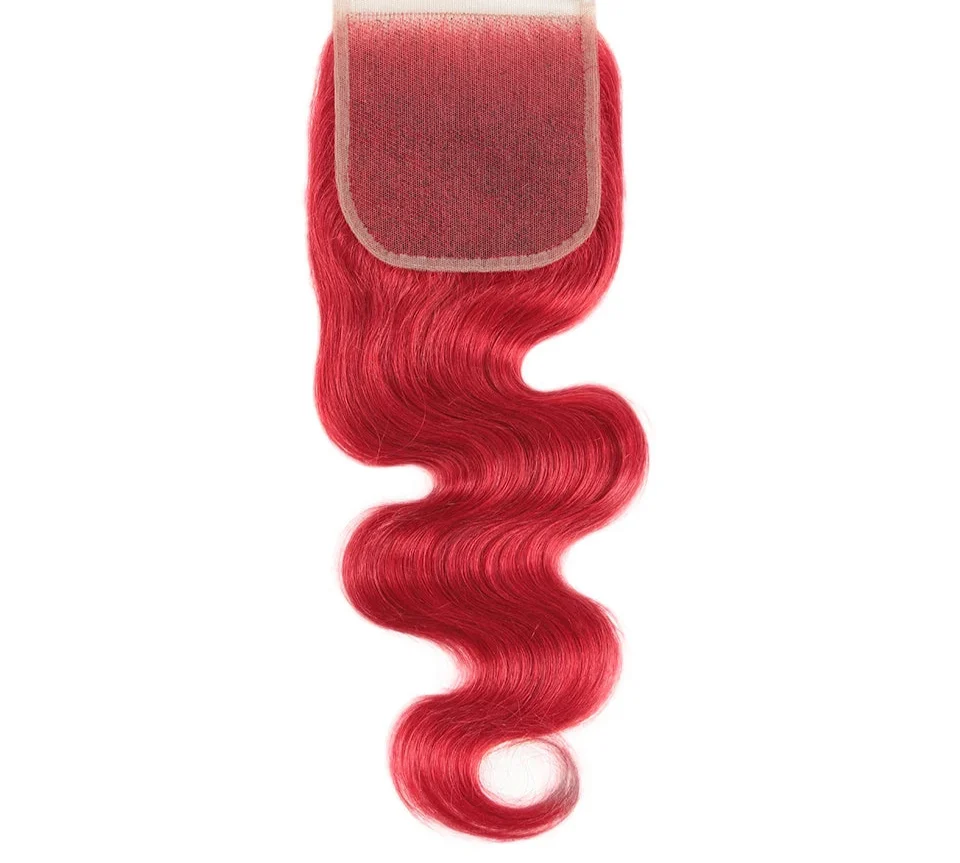 Rebecca Oxblood Red Body Wave Bundles with Closure | 3 Brazilian Remy Human Hair Weave & Closure Set