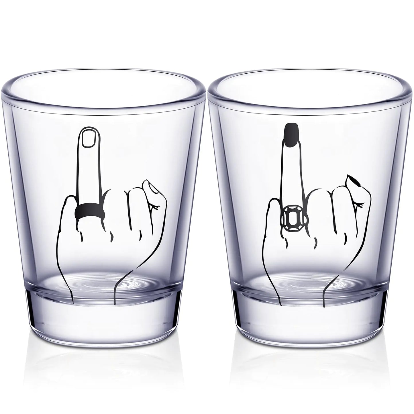 Bride and Groom Glasses 2 Pieces Ring Finger Wedding Wine Glasses Funny Bride Wine Glass 2 oz Wine Glasses Mr and Mrs Engagement Gifts Stemless Wine Glass for Newlyweds Couples (1.93 Inch Cool)