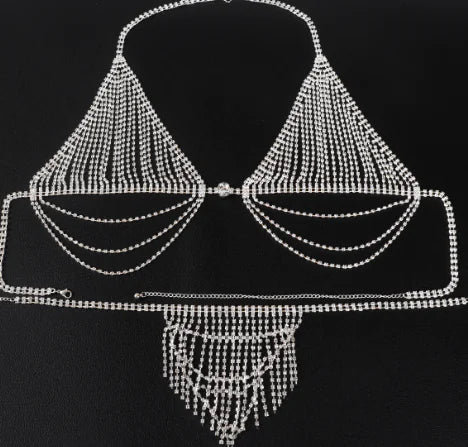 Style Loft Collection Rhinestone Tassel Bikini Set