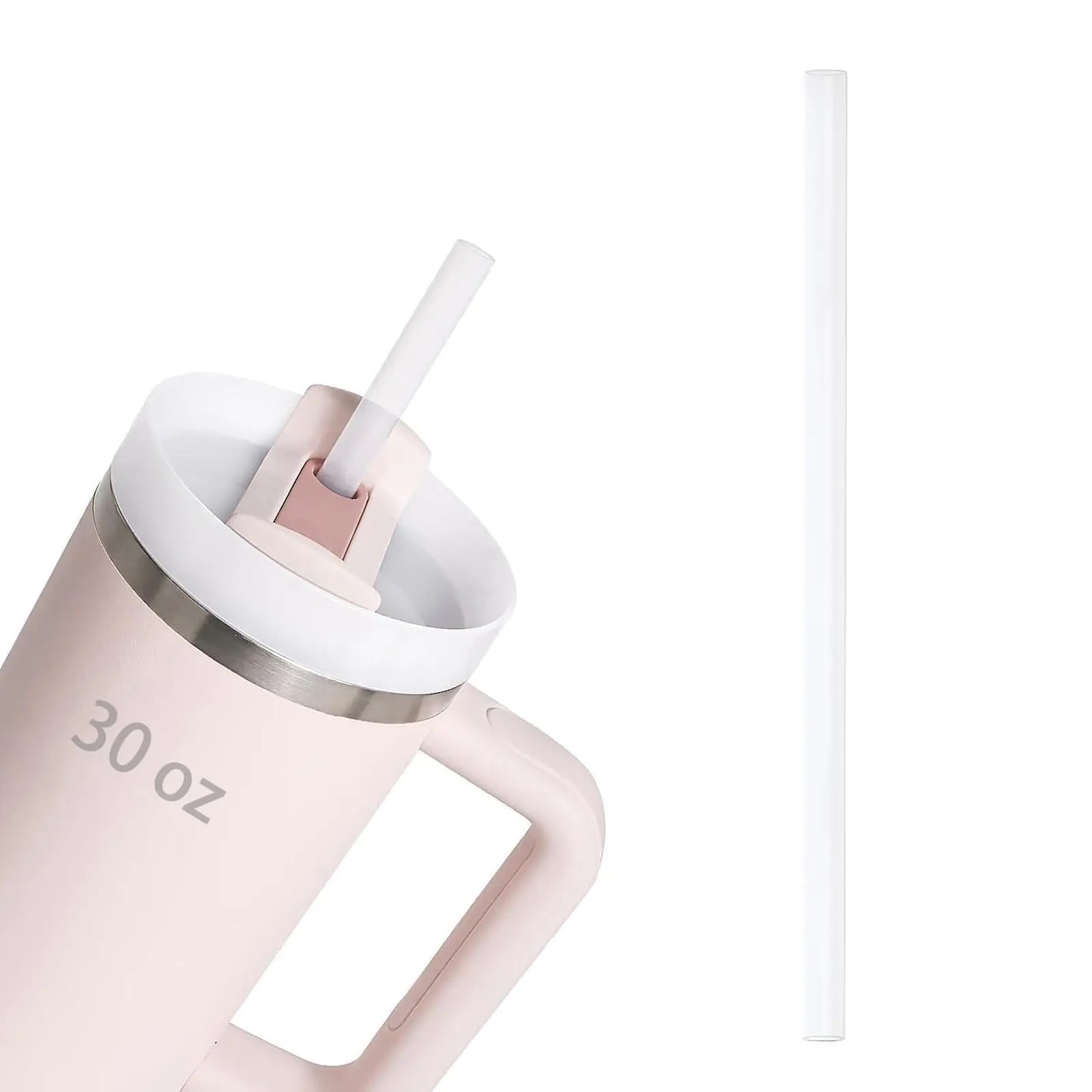 Style Loft Collection Straw for Stanley Cup 30oz 11" Replacement Long Straw Compatible with Stanley Tumbler Straws 1 Reusable Straws Clear,for Stanley Cup Accessories,Machine washable(Transparent White)