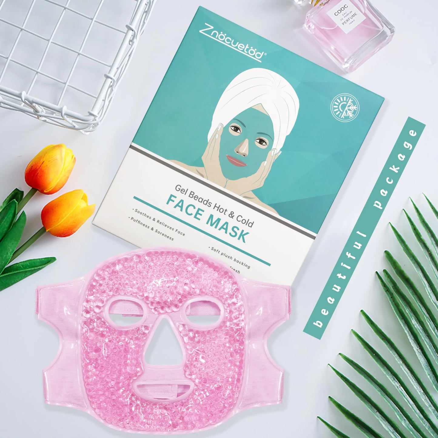 Face Eye Mask Ice Pack for Reducing Puffiness, Bags Under Eyes, Puffy Dark Circles, Migraine,Hot/Cold Pack with Soft Plush Backing (Pink #19) Pink #19