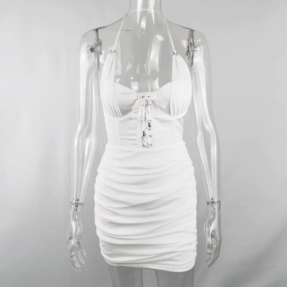 Style Loft Collection Fountains at the Bellagio Backless White Dress