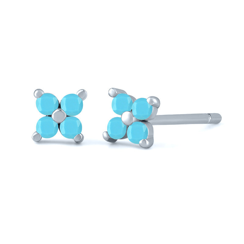 Micro-inlaid Colorful Zircon Earrings Simple