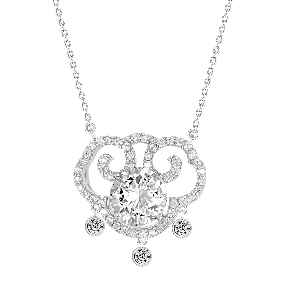 Year of Birth S925 Silver Xiangyun Lock Necklace