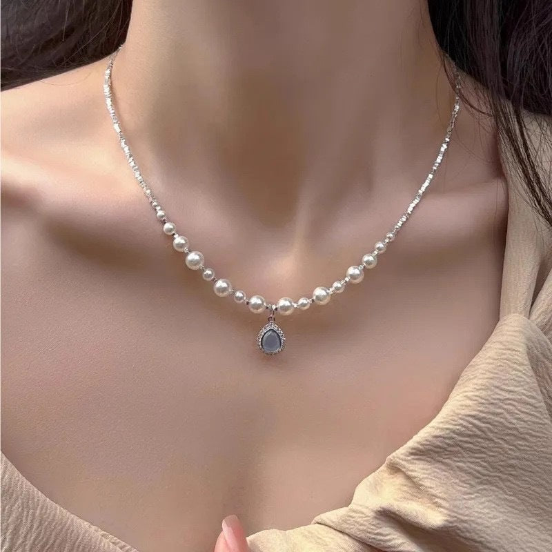 Aquamarine Pearl Necklace