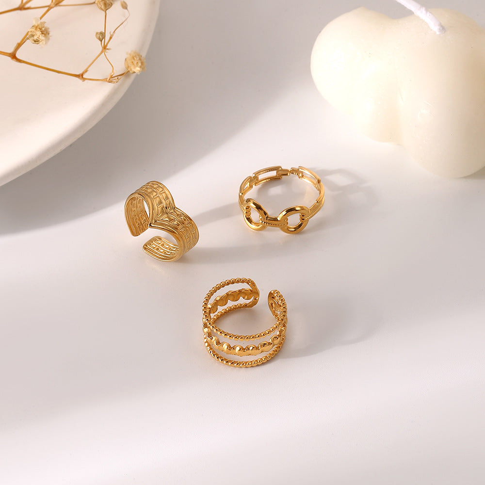 Gold V-shaped O-shaped Hollow Ring Suit