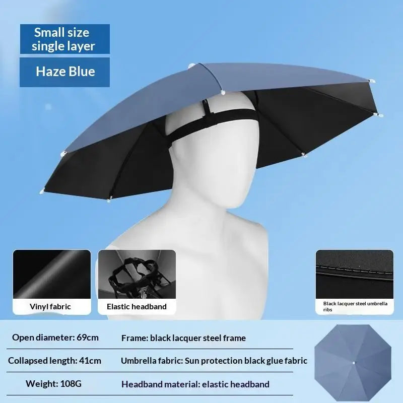 Foldable Head Umbrella Hat Windproof Fishing Head Wearing Sunshade Rain Gear Outdoor Portable Umbrella Camping Beach Head Hats