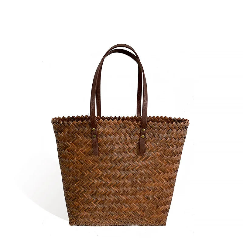 Summer Large Capacity Handbag Totes | Rattan Handmade Straw Shoulder Bags for Women (Travel Seaside Beach Bag - Bolsa Feminina)