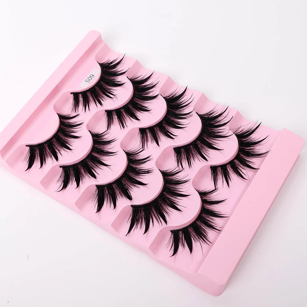 Yiernuo 1/5 Pairs Cosplay Anime Eyelashes Manga Lashes Dramatic Fairy Clusters Lashes Wet Look Lashes