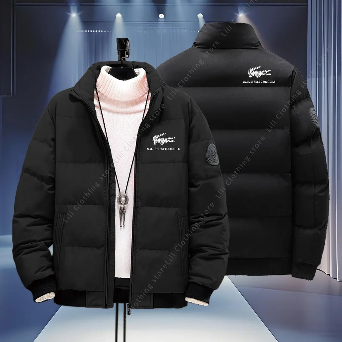 Wall Street Crocodile Winter Coats Men's Puffer Jackets Thick Warm Bomber Jackets Parkas Down Jackets Men's Winter Jackets New