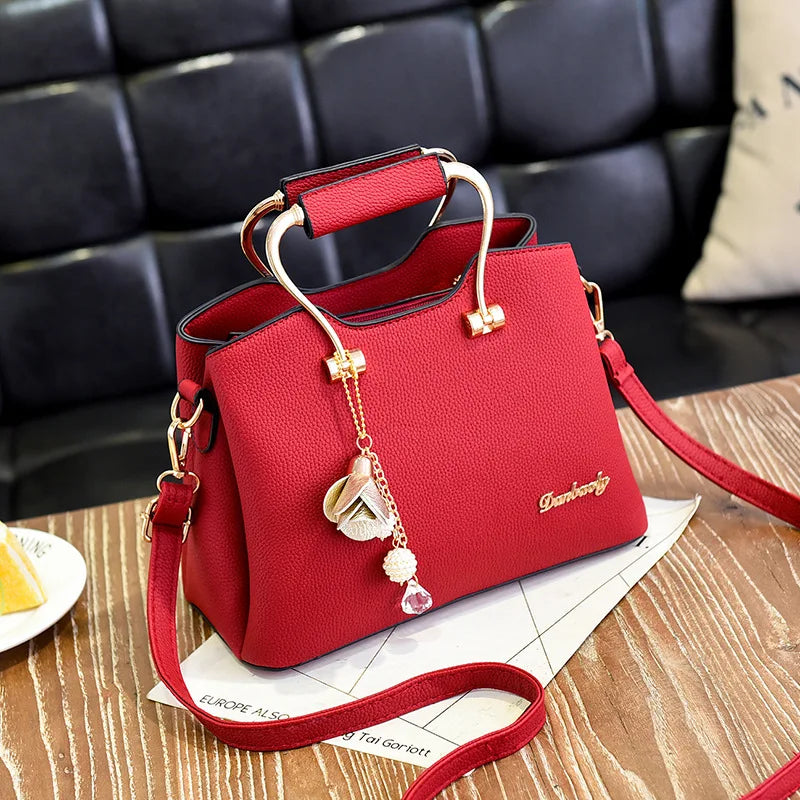 Luxury Handle Bags for Women | PU Leather Pendant Crossbody Bag & Large Capacity Messenger Handbag (Middle-Aged Mommy Bags Tote Purse)