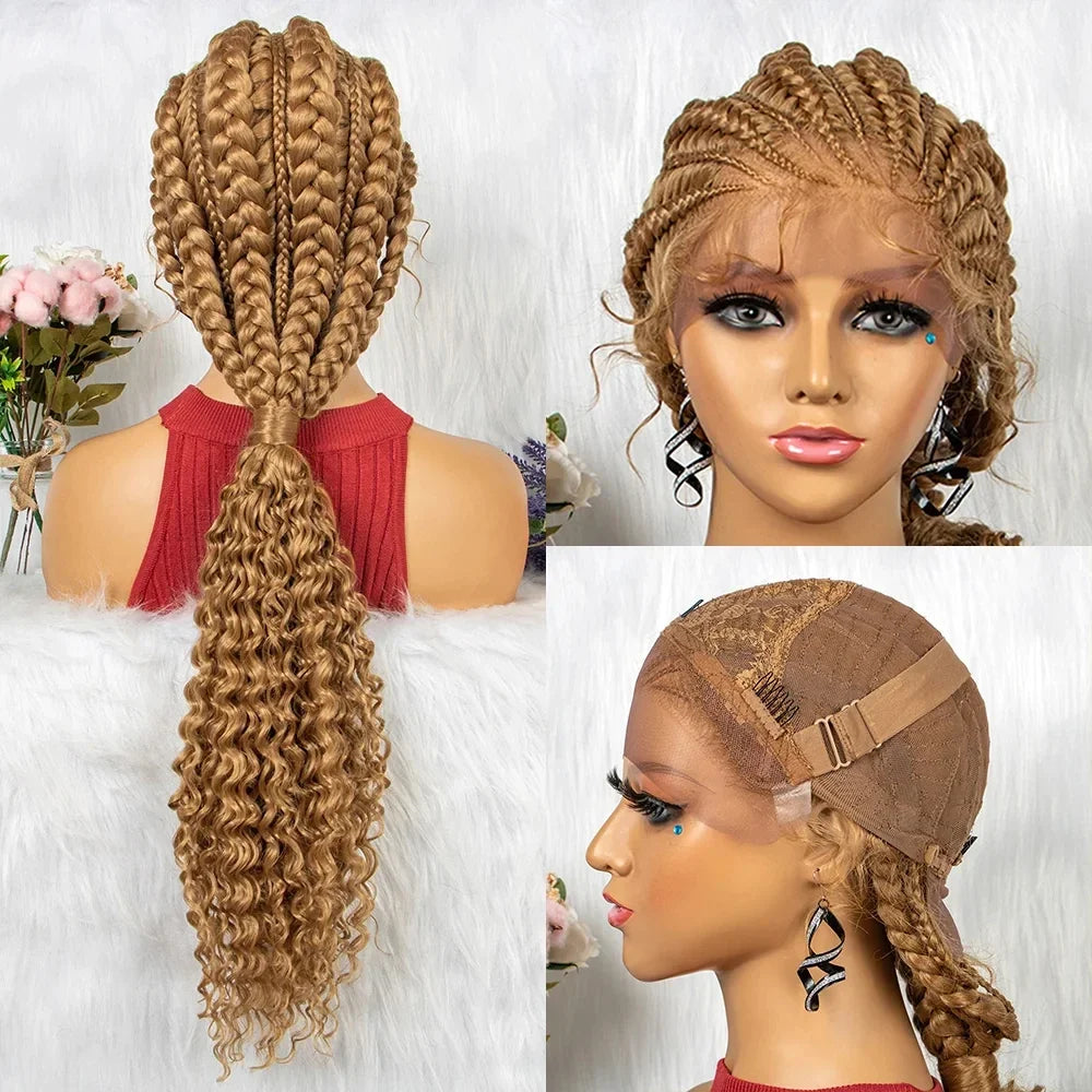 Braided Ponytail Wig | Kinky Curly Lace Front with Baby Hair
