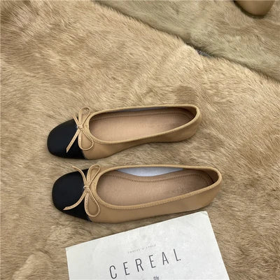Large Size 44 45 46 47 48 Flat Shoes Women's Spring Autumn Bow New Square Toe Shallow Ladies Shoes loafers women zapatos mujer
