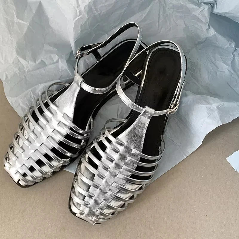 JOZHAMTA Size 34-43 Women Flats Sandals Fashion Summer Shoes Real Leather Casual Sexy Round Toe Party Daily Dress Sandals