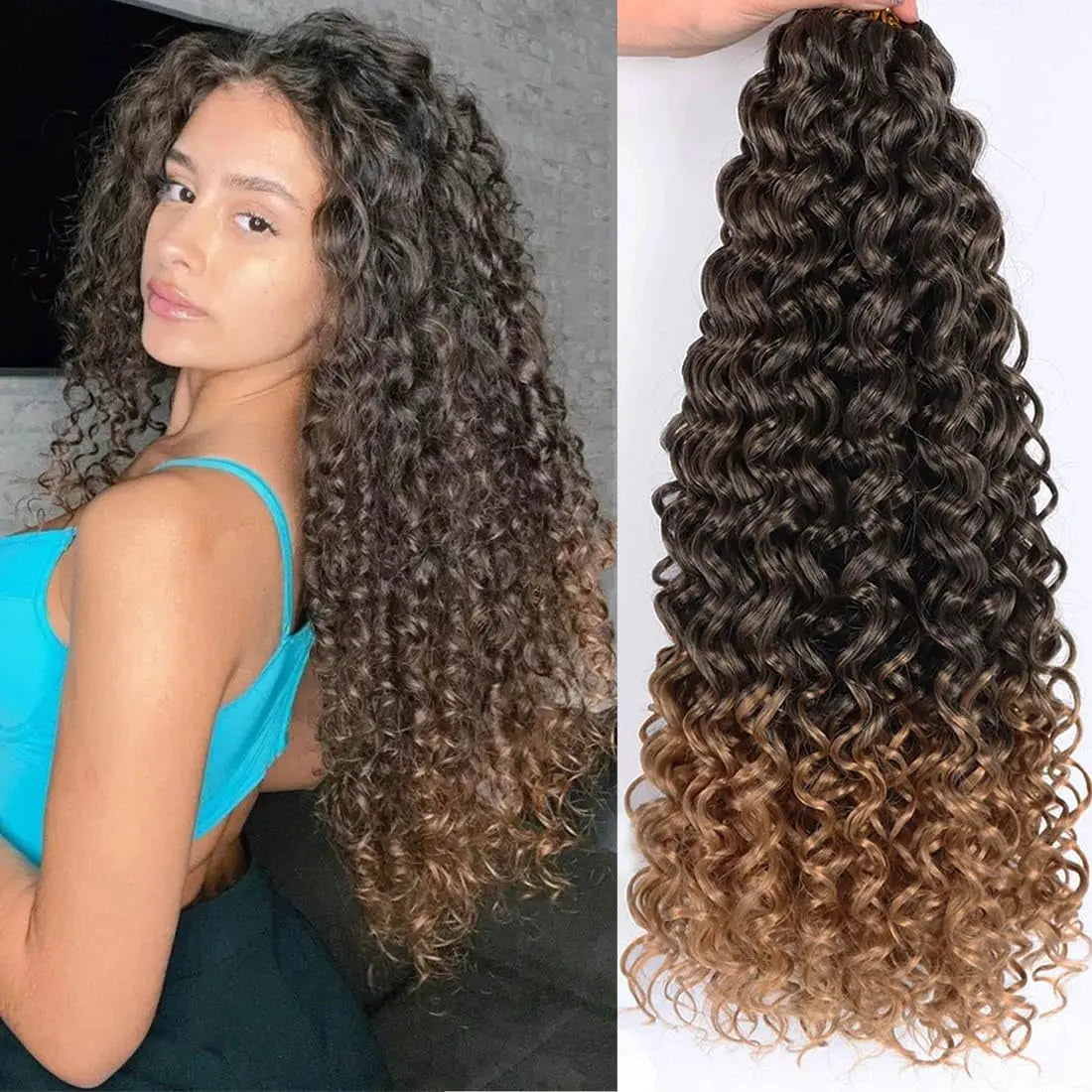 Beach Curl Crochet Hair | Bohemian Deep Wave Braids | 18 Strands per Pack