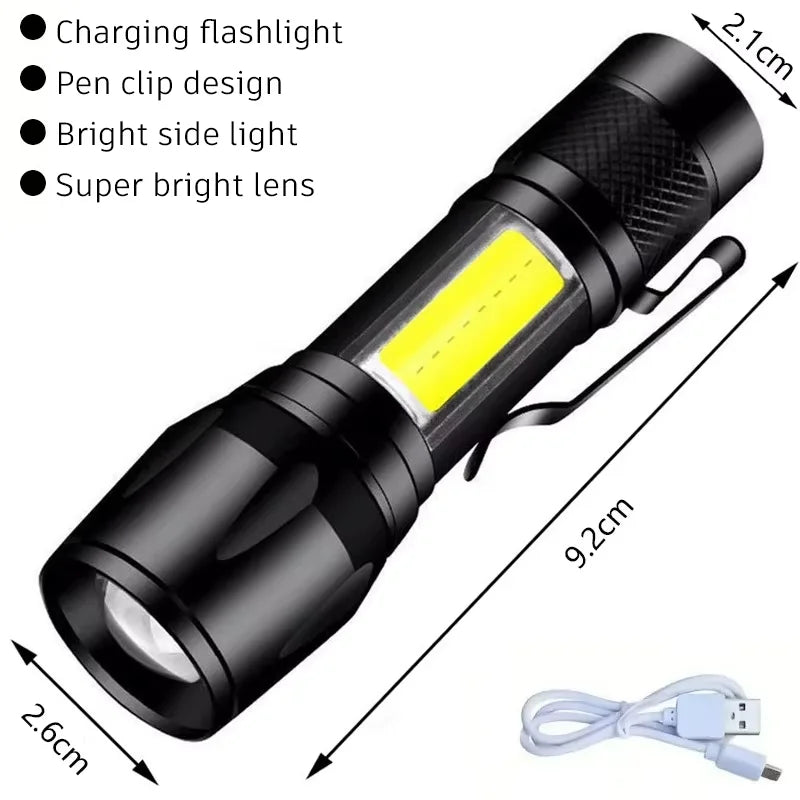 Ultra Bright P50 LED Flashlight Tactical EDC Zoomable Handheld Torch Emergency Spotlight 14500 18650 Battery