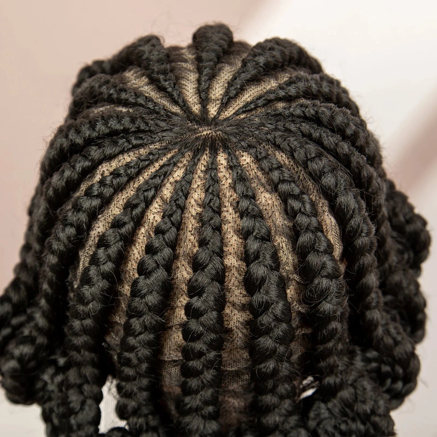 Natural Color Bantu Knot Braided Wig | Cornrow Braids | Full Lace | Heat Resistant Synthetic Wig | African Women