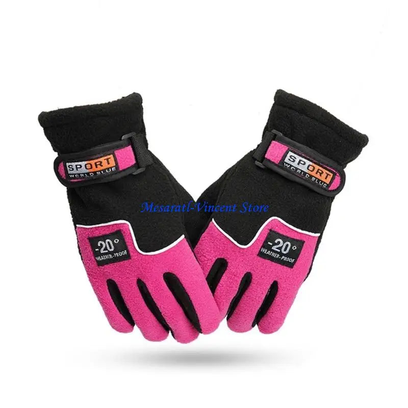 A70F Winter Warm Thermal Motorcycle Gloves Fleece Mittens For Women Men Snow Sports Hiking Back Windproof Lightweight