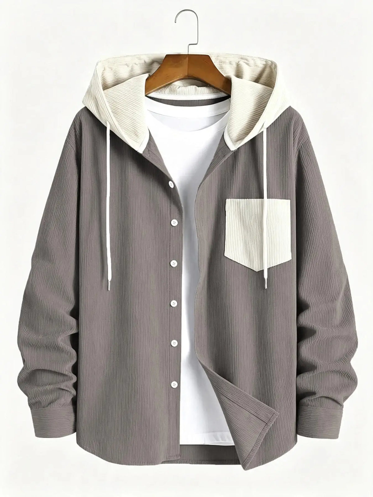 The 2025 New Fashion Trend Spring and Autumn Corduroy Hooded Jacket Is Comfortable and Casual for Daily Commuting for Men