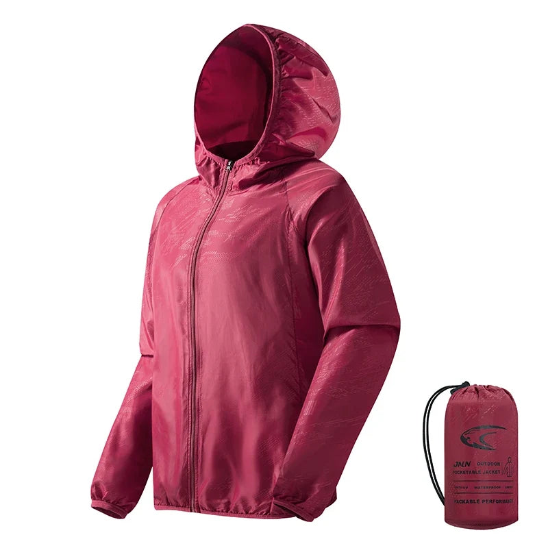 LNGXO Men's Women's Waterproof Hiking Jacket Quick Dry Sun Protection Windbreaker Camping Hunting Climbing Outdoor Rain Coat