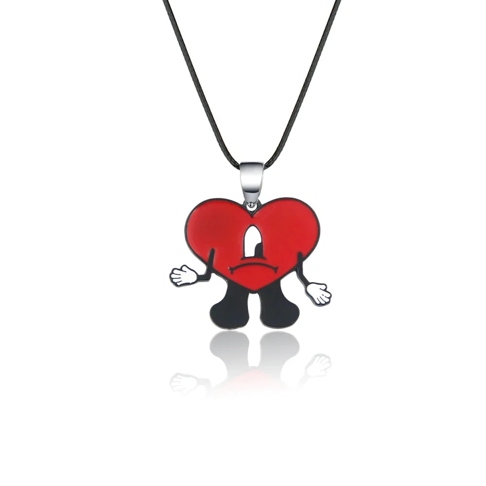 Cute Rabbit Bad Bunny Keychain Fashion Heart Pendant Keyring For Women Men Jewelry Gift