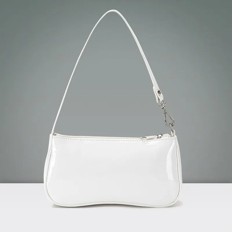 Retro Solid Color PU Leather Shoulder Bag | Fashionable Women's Casual Designer Hobo Underarm Handbag (Baguette Shape, All Seasons)