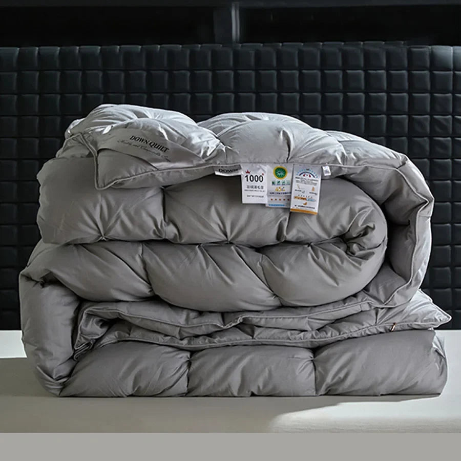 Luxury 100% White Goose down Comforter Winter Warm Duvet Extra Large Double Single Lightweight 3D Bread Design Pleated Edge