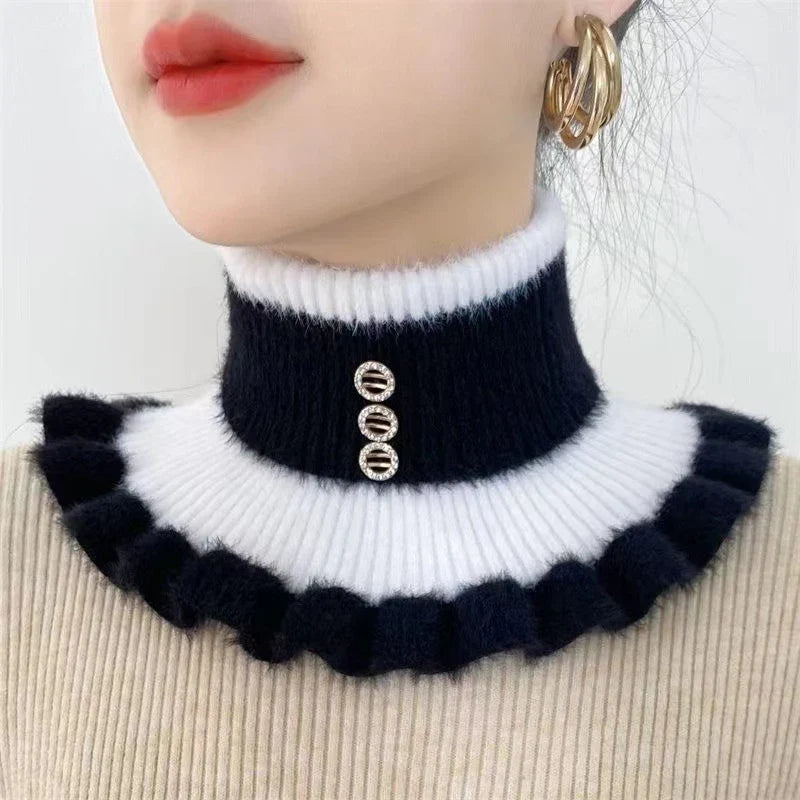 Warm Knitted Fake Collar Women Thicken Turtleneck Ruffles False Collars Detachable Neck Guard Winter Windproof Fake Collar