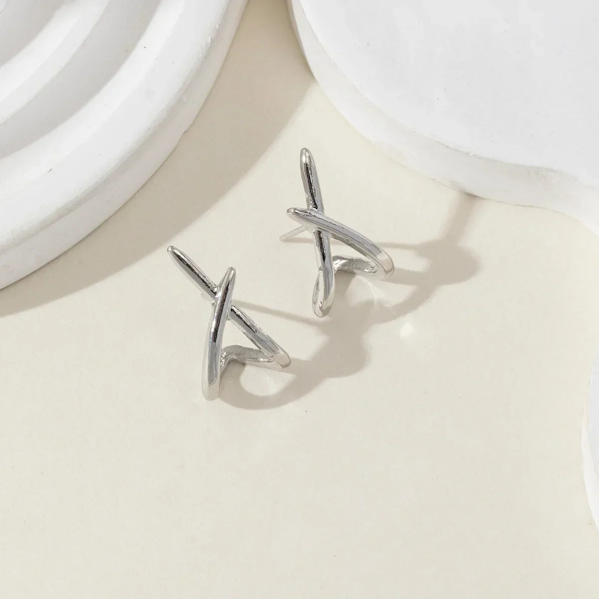 LATS Trendy Gold Color Cross Stud Earrings for Women Dainty Simple Minimalist Earring Fashion Jewelry Party Gifts Wholesale