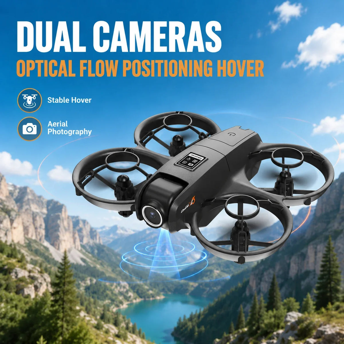ZNLYRION YL3PK Mini Full Protective Drone With 2.4 Inch Screen Remote Dual Camera Optical Flow Hover 2 Batteries Indoor RC Quadcopter