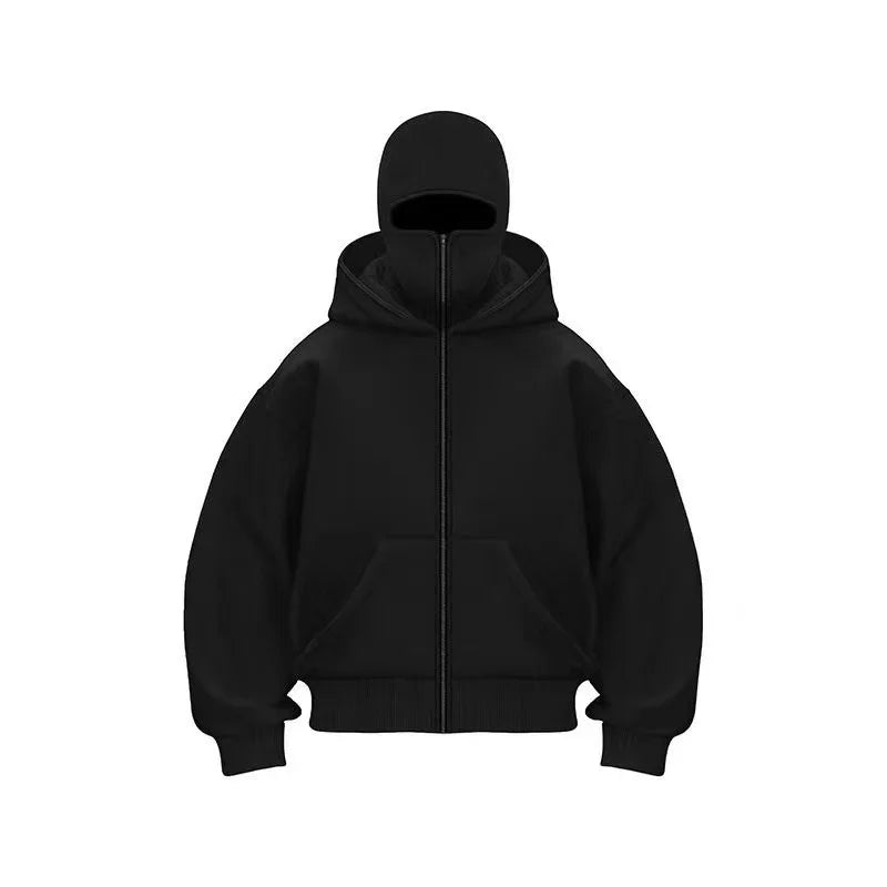 Men and Women Balaclava Y2K Gothic Harajuku Spring Autumn Winter New Item Double Hooded Sweatshirt Men Hooded Mask Zipper Jacket
