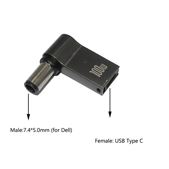 100W USB Type C Fast Charging Adapter Plug Connector Universal USB C Laptop Charger Converter for Dell Asus Hp Acer Lenovo