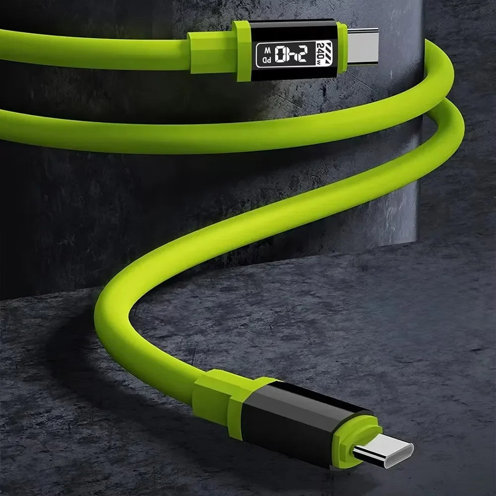 240W Type C Fast Charging Charger Type C USB Quick Charger Cable Date Sync Nylon Braided Wire Charger Cable For Huawei Xiaomi