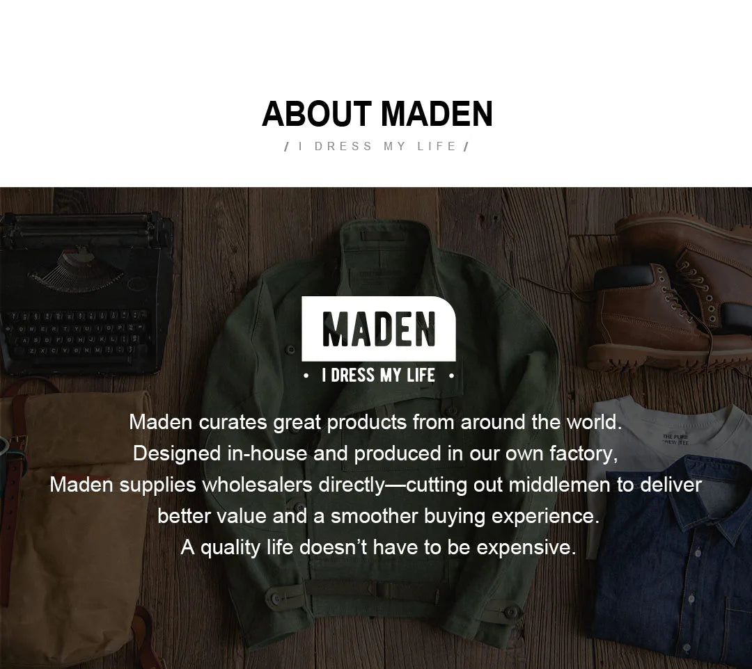 Maden Retro M65 Jackets for Men Green Outdoor Windbreaker Vintage Casual Solid Coat Mens Clothes Multi-Pocket Jacket