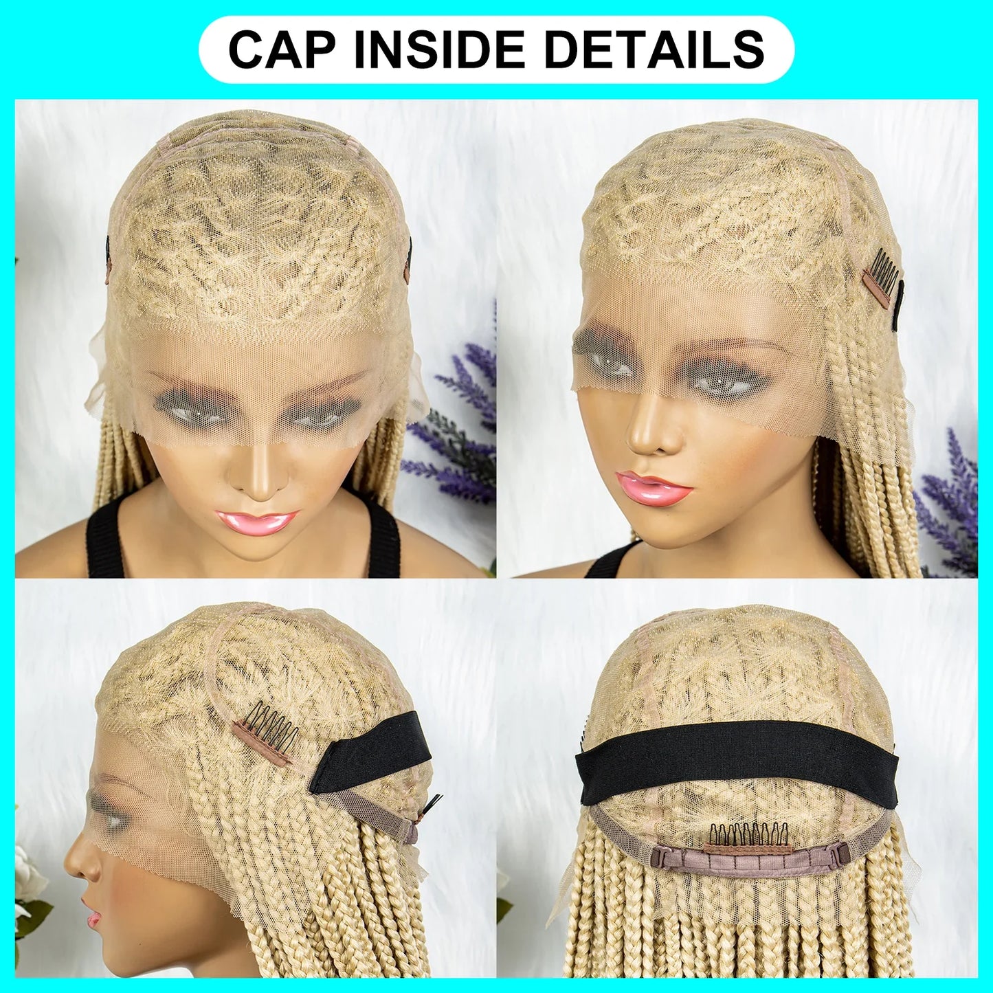 613 Blonde Box Cornrow Braided Wig | HD Full Lace Knotless Braids Wig | Synthetic Braiding Wig for Black Women