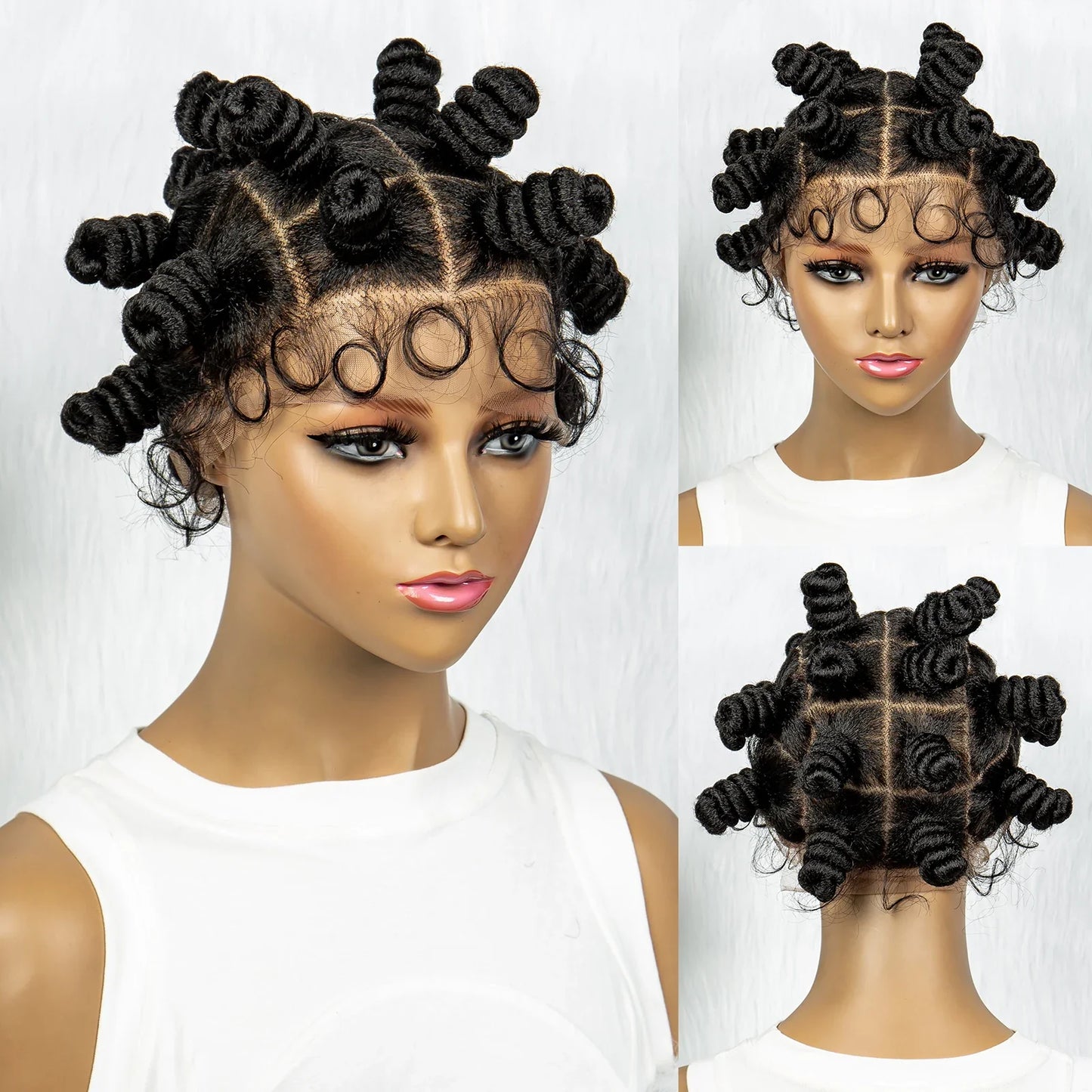 Knotless Braids Wig with Twist Buns | Full Lace African Braiding Hair