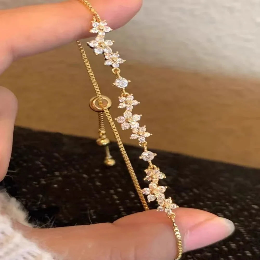 Pulling Bracelet Zircon Handmade Bracelet Zinc Alloy Bracelet Fashionable For Party Women Fashion Accessory