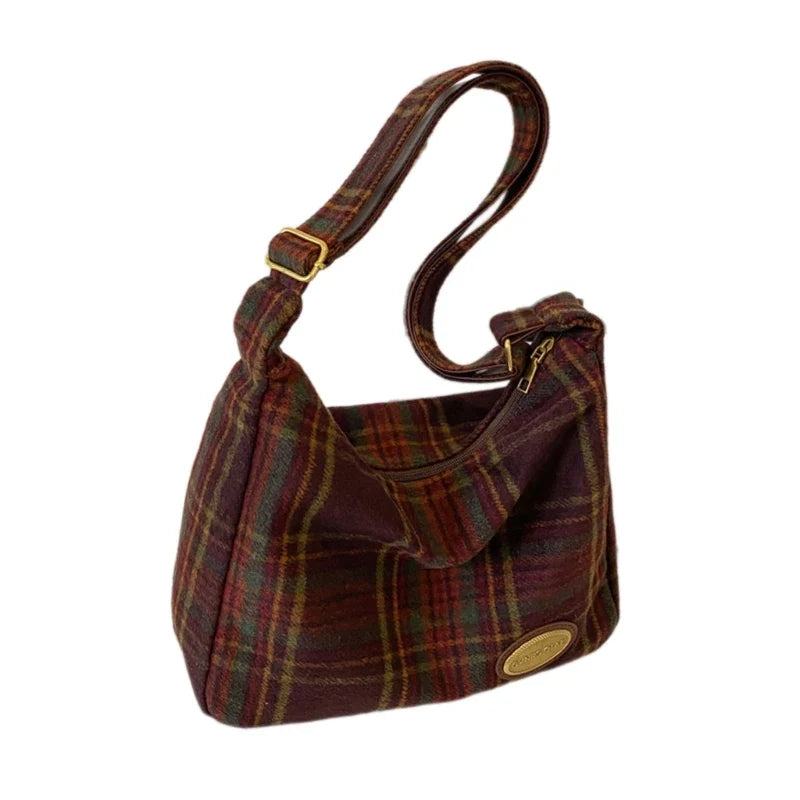 Trendy Plaid Crossbody Bag | Elegant & Practical Vintage Shoulder Handbag for Women (Soft Polyester for Everyday Use)