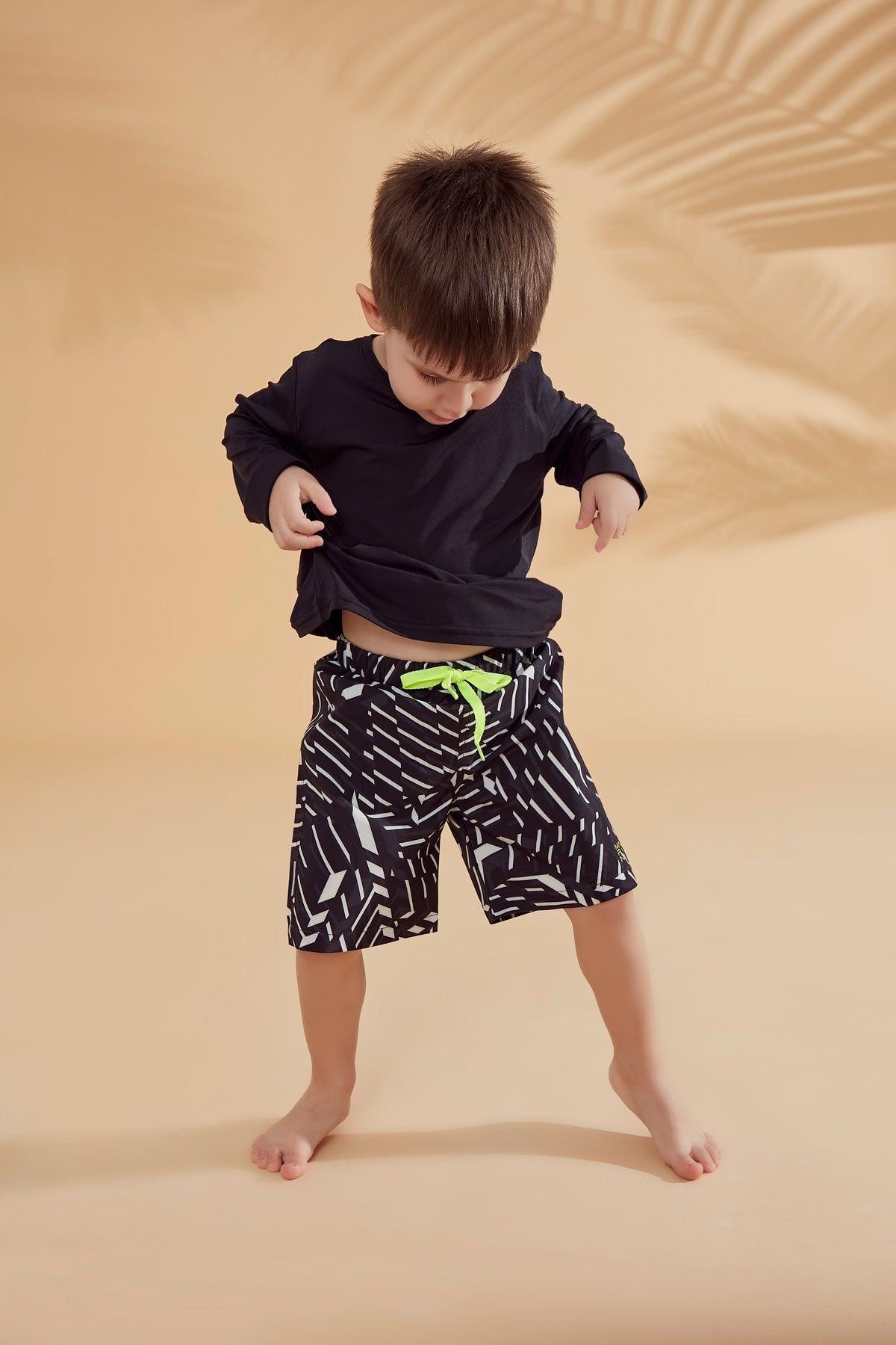 Woven Black Boys Shorts B2363
