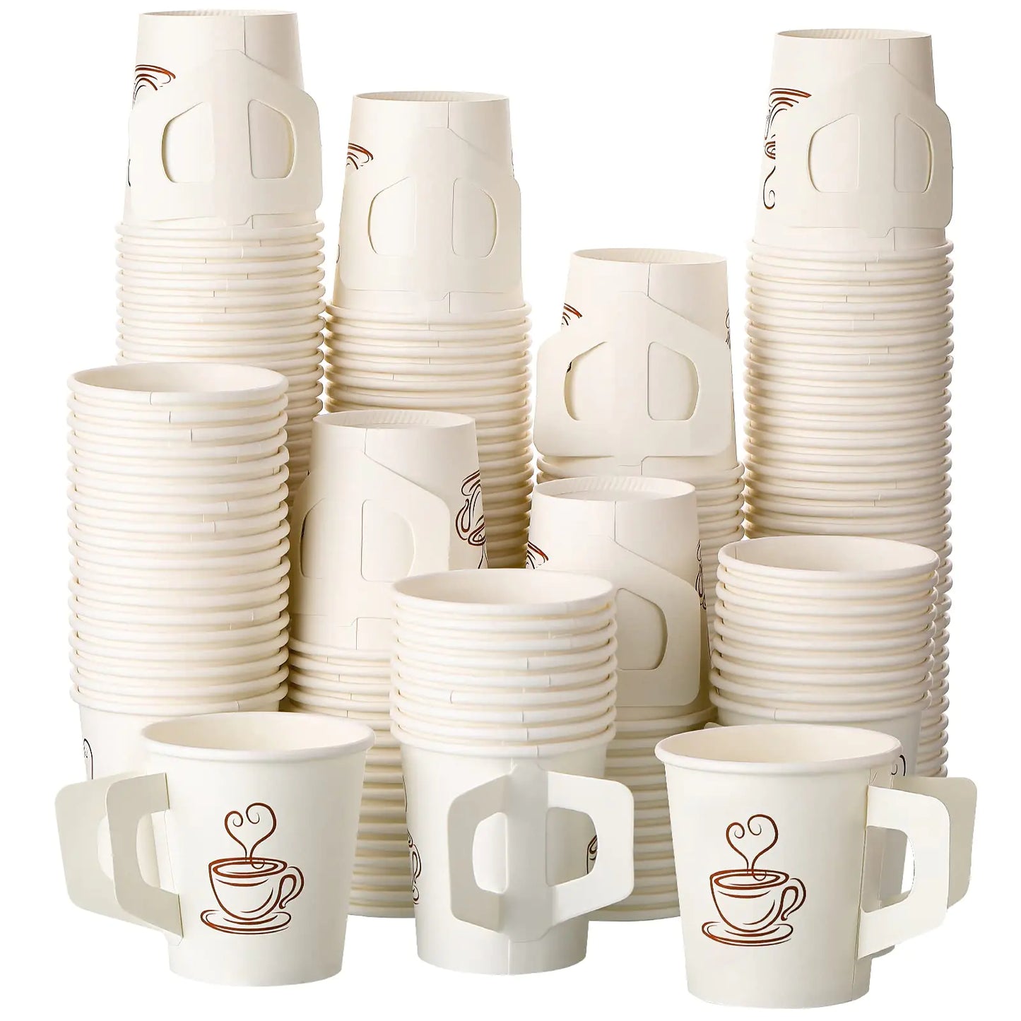 Tessco 4 oz Disposable Espresso Paper Cups with Handle 200 Count Ideal for Coffee Tea Cocoa Juice and More