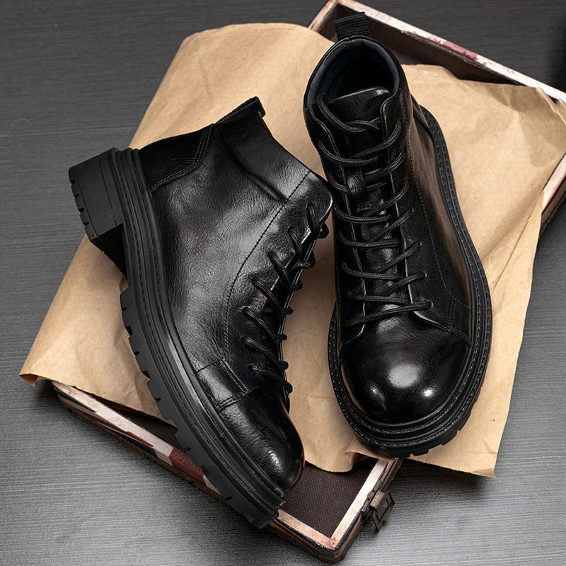 Short Genuine Leather Workwear Boots