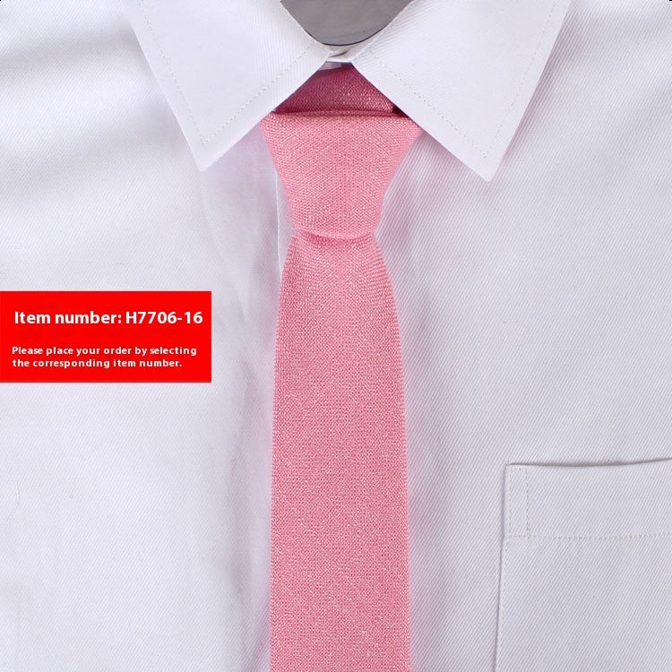 Solid Color Korean Style Narrow Cotton Men's 6cm Formal Wear Business Casual Wedding Tie