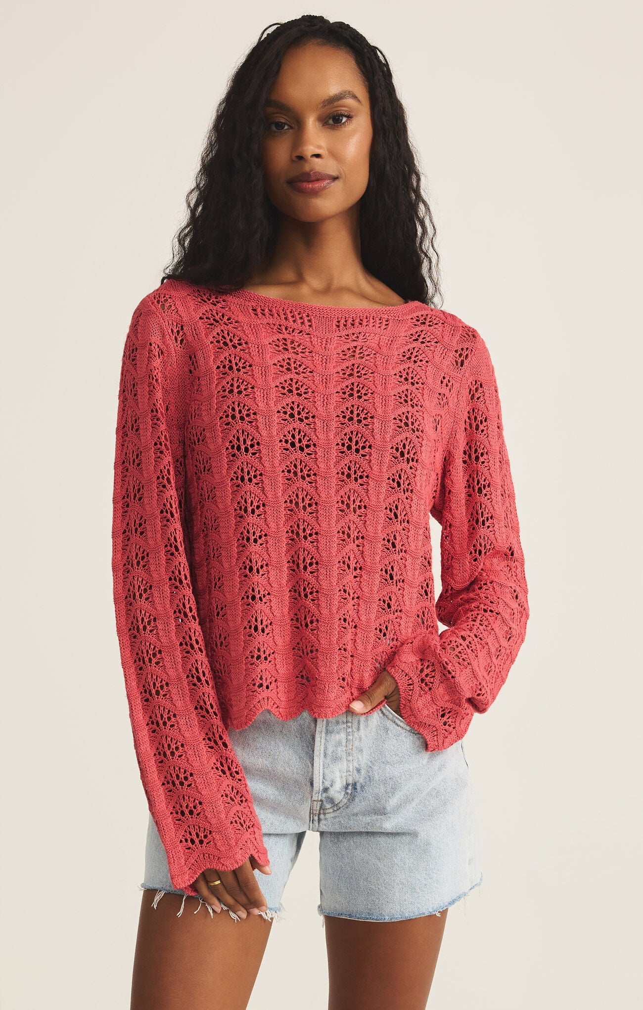 Azura Crochet Sweater Persimmon