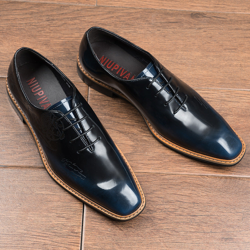 Short Laser Carved Calf Head Leather Shoes