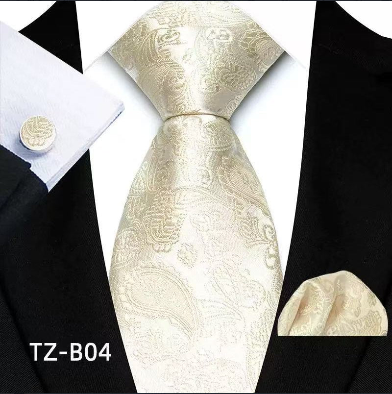 Paisley Tie Square Scarf Pocket Square Cufflinks Three-piece Set