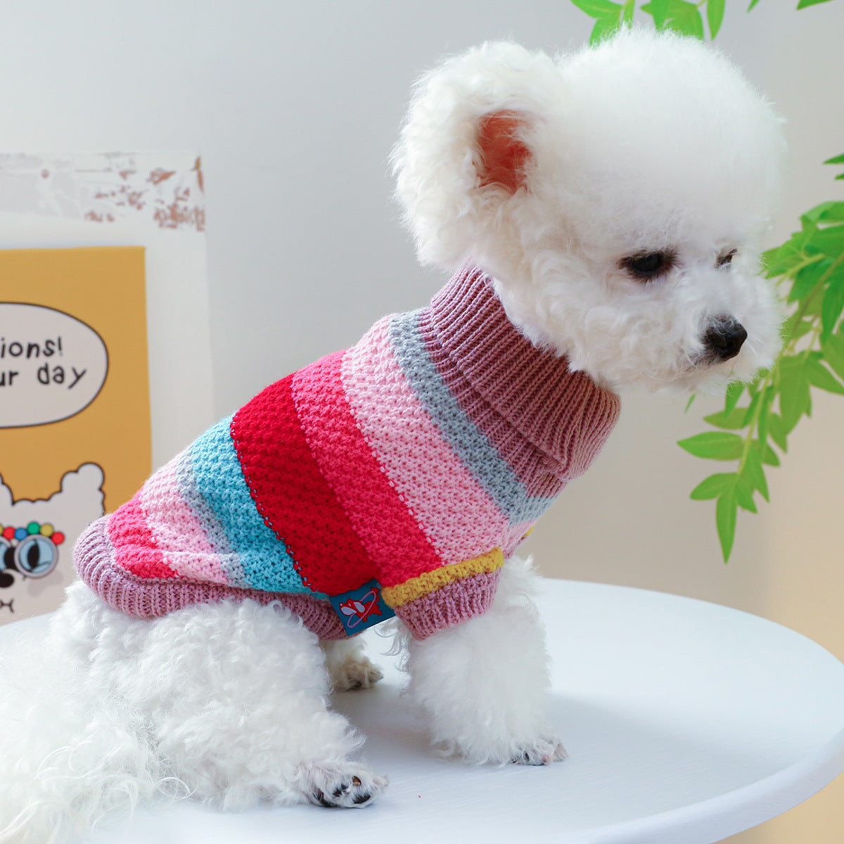 Pet Ring Comfortable Color Stripes Colorful Sweater