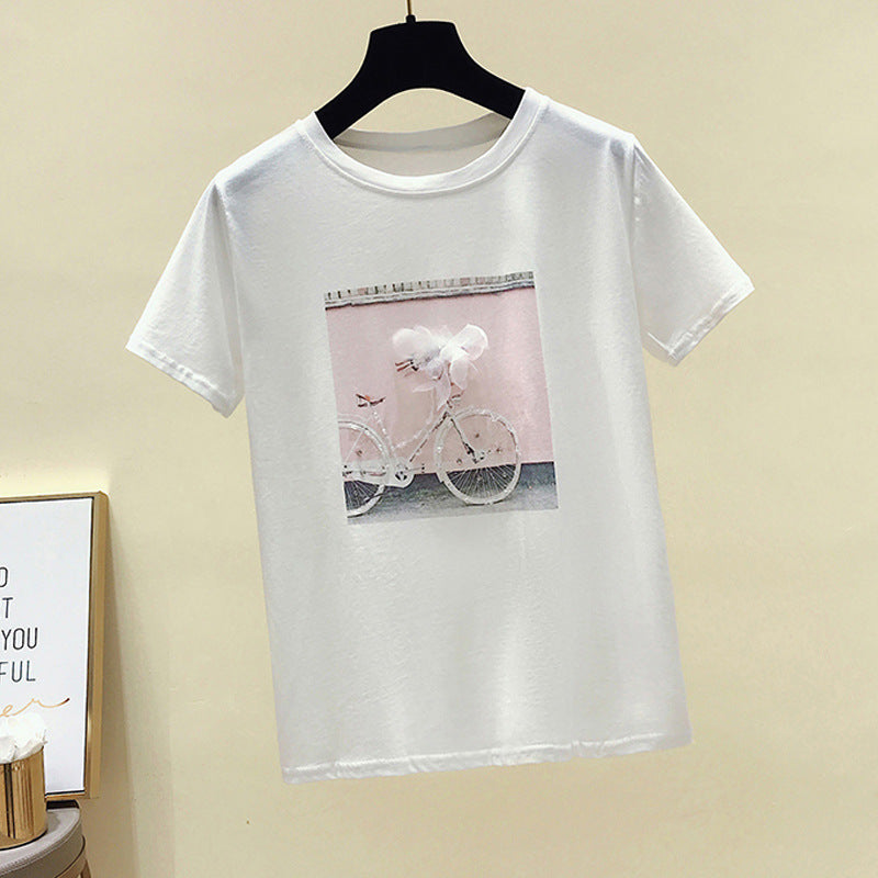 Summer Fashion With Loose Blouses, Women Cover Belly And Reduce Age, Short-sleeved T-shirts