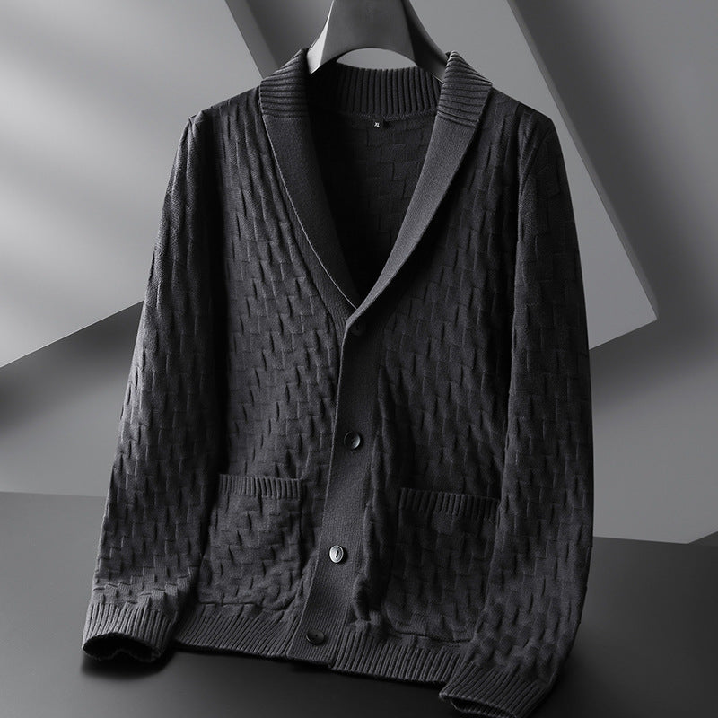 Men's Plus Size V-Neck Knitted Cardigan Jacket
