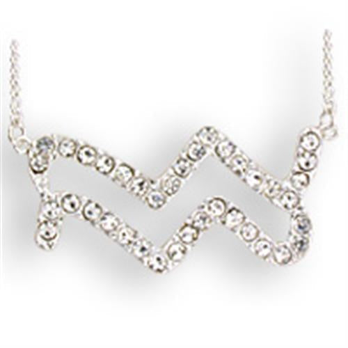 SNK09 - Silver Brass Chain Pendant with Top Grade Crystal in Clear