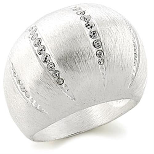9W177 - Silver Brass Ring with Top Grade Crystal in Clear
